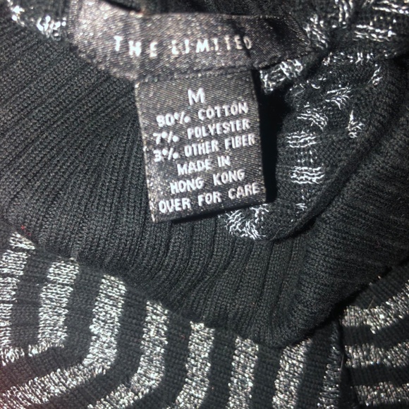 Like New black and metallic silver stripe ribbed Limited turtleneck - Picture 3 of 4